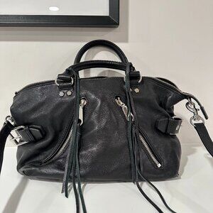 Rebecca Minkoff Leather Crossbody Moto Satchel Handbag Black *See Description*